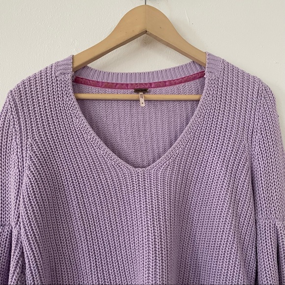 Free People Damsel Bell Sleeve Cropped Sweater Oversized - Picture 2 of 6